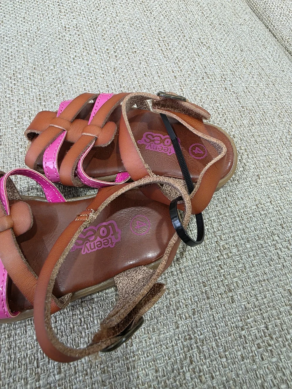 Girls Brown and Pink Strappy Comfort Sandals